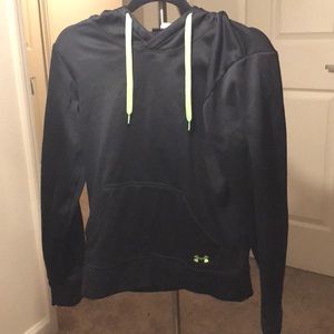 Black underarmour hoodie with green accents
